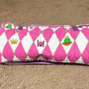 Toddler size Princess Frog Quilted Nap Mat with built in pillow and blanket